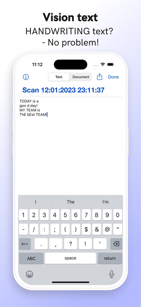 手書き文字をデジタルテキストに変換するDocSignアプリの機能を示すiPhone画面