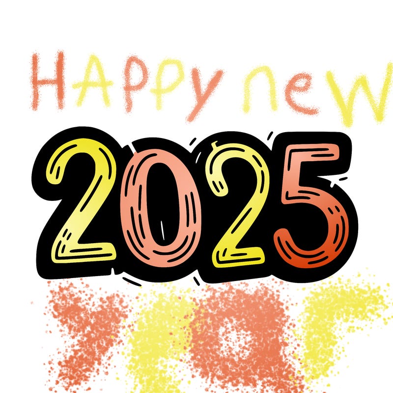 one line scrawled numbers sketch design “2025”