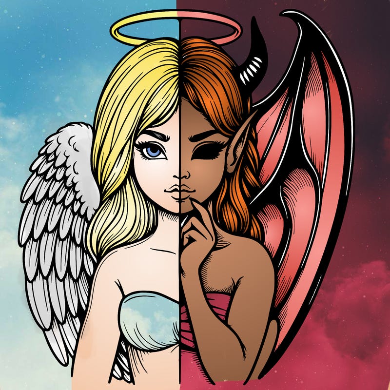 realistic angel half demon