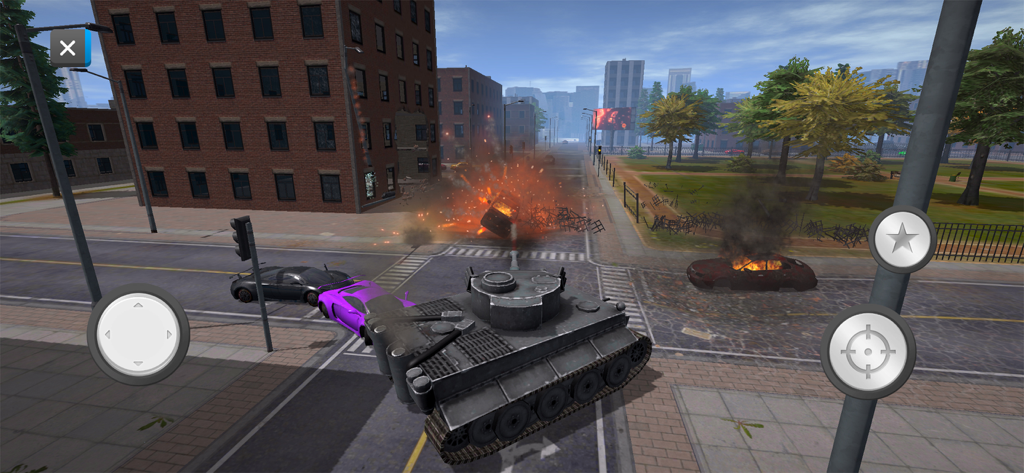 City Smash 2 - A tank crashing into cars with explosions in the City Smash 2 game