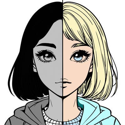 split realistic girl