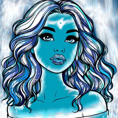 realistic girl with wavy hair and lips