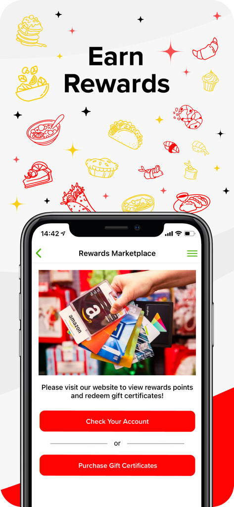 Gofadis app rewards marketplace interface showing gift card options