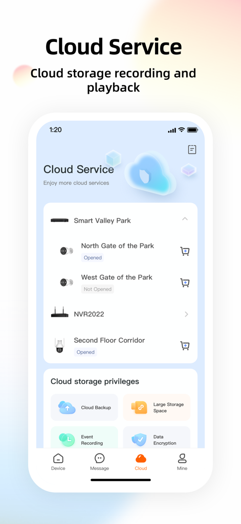 LongVision - LongVision app cloud service interface for managing remote camera storage and playback