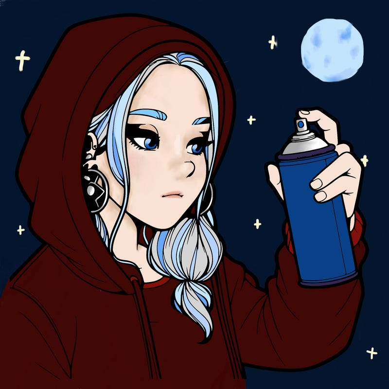 a realistic girl, spray painting