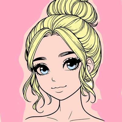 realistic pretty girl with hair in bun