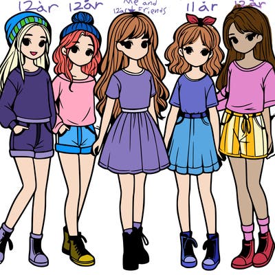 a group of five girls