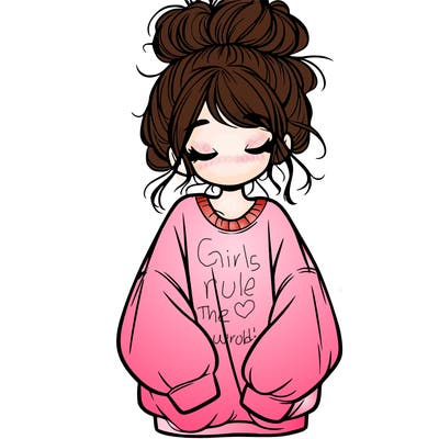girl with baggy sweatshirt and messy bun