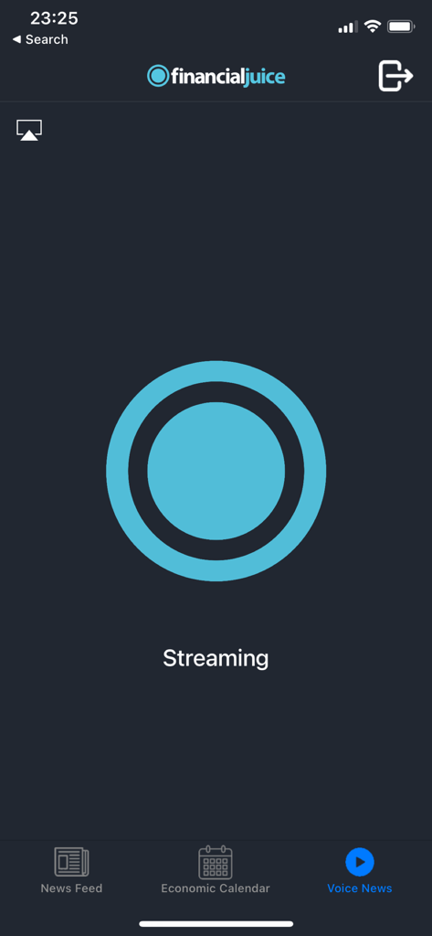 Financial Juice app voice news streaming interface