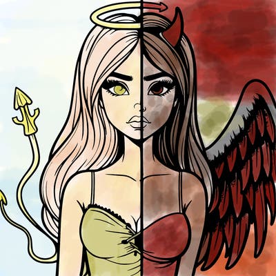 devil vs angel realistic girl