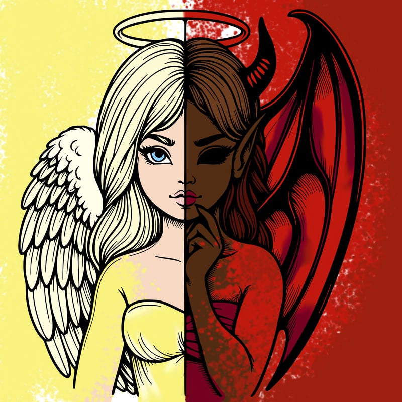 realistic angel half demon