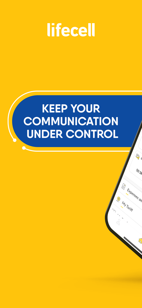 My lifecell - My lifecell mobile app screen showing the slogan Keep Your Communication Under Control