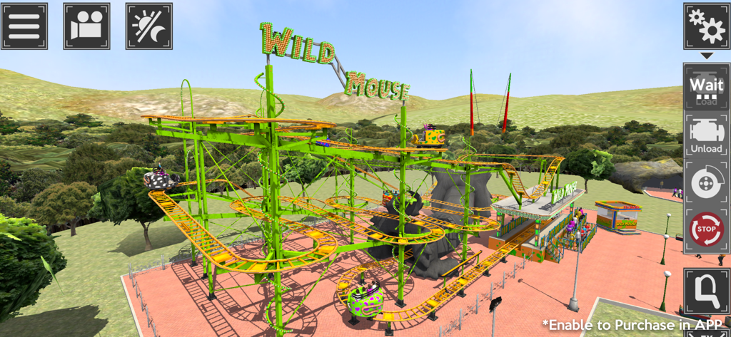 Theme Park Simulator - Gameplay screenshot of the Wild Mouse roller coaster in Theme Park Simulator