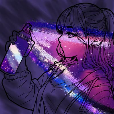 a realistic girl spray, painting