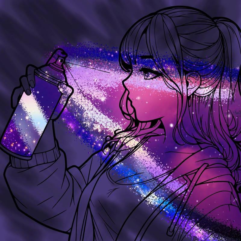 a realistic girl spray, painting