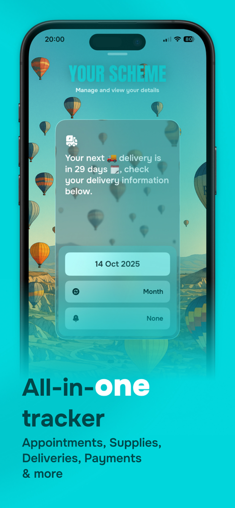 Lenso - Contact Lenses Tracker - Interfaz de la aplicación Lenso para rastrear fechas de entrega de lentes de contacto y suministros