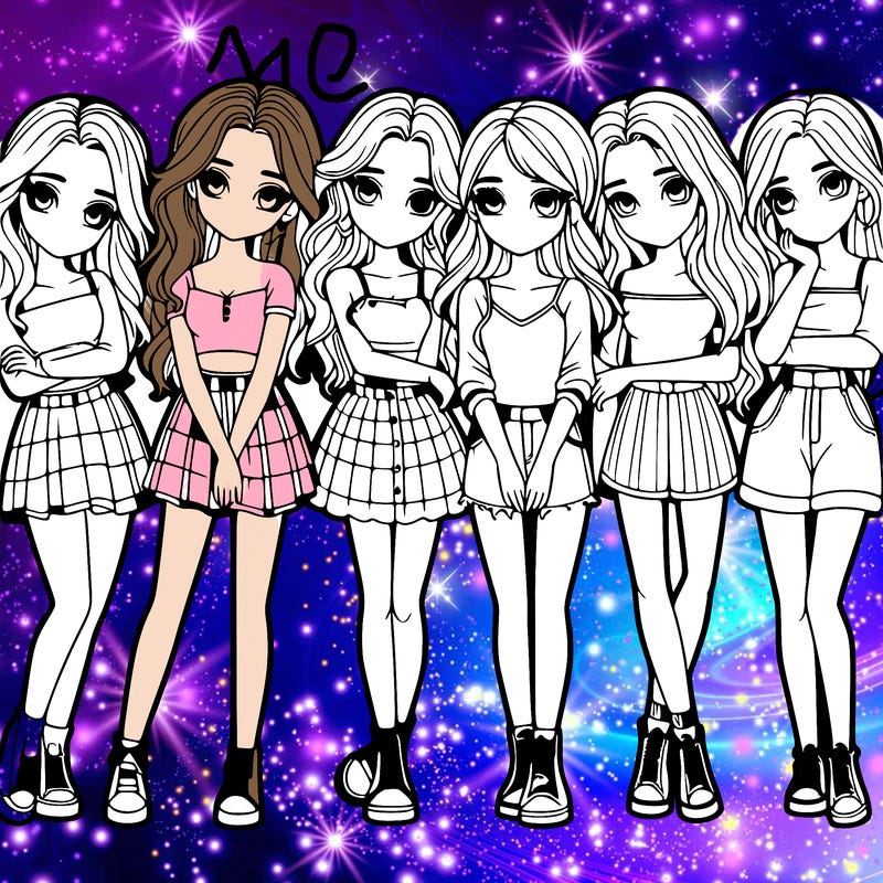 a group of girls realistic