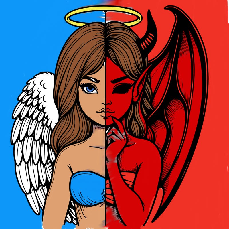 realistic angel half demon