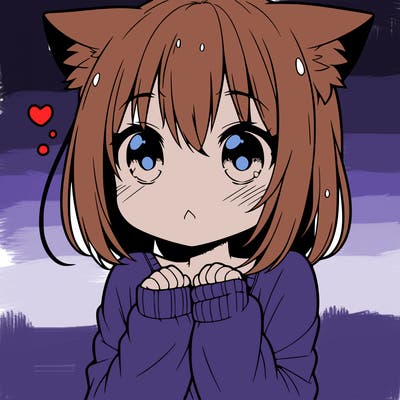 shy anime catgirl