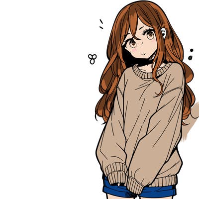 manga teen girl  in a sweater and baggy pants