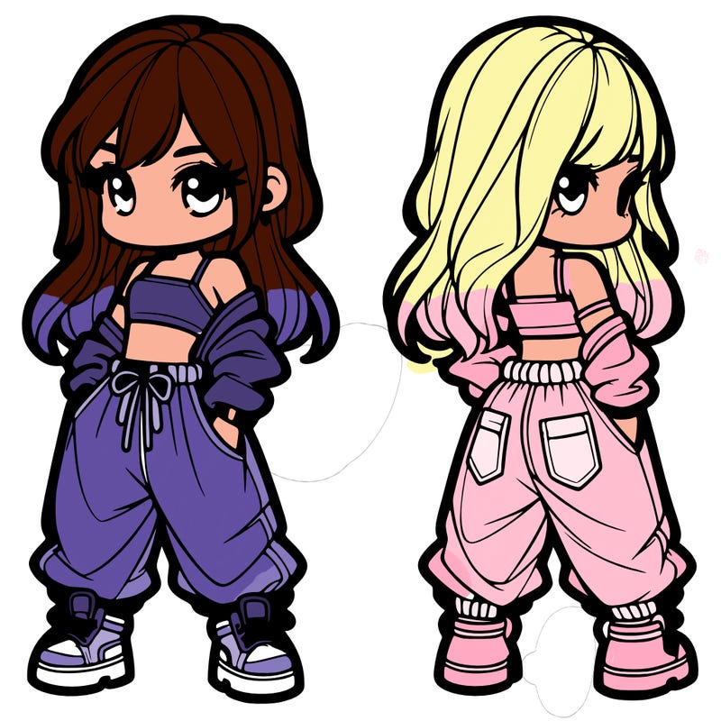 girl in crop top and baggy pants