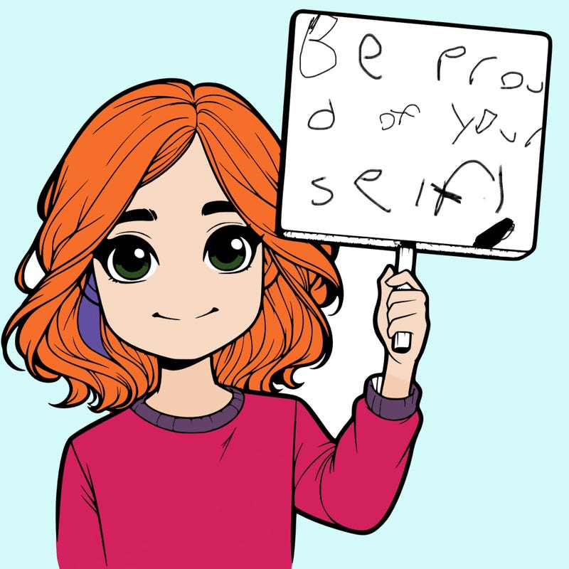 realistic girl holding up a sign