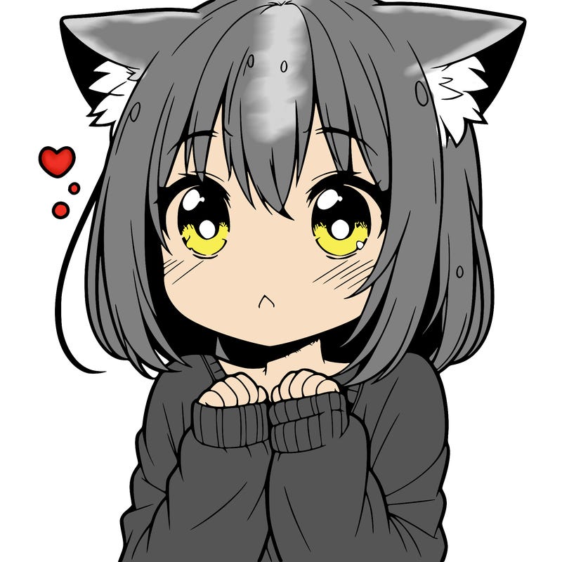 shy anime catgirl