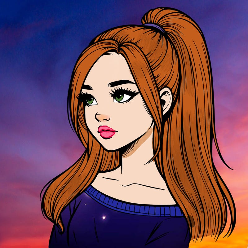 realistic girl with a high ponytail