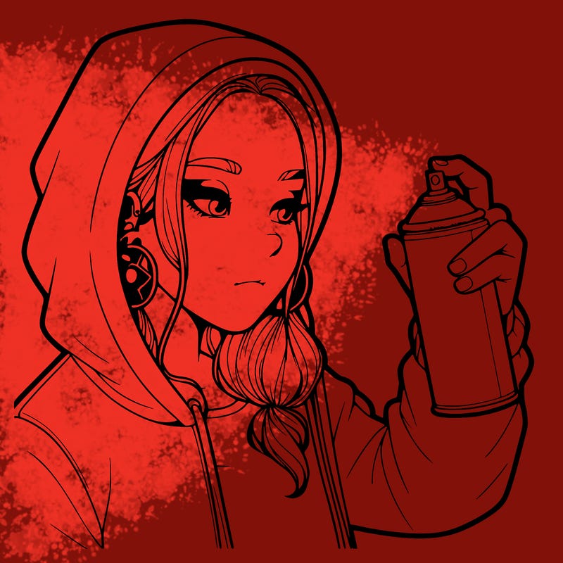 a realistic girl, spray painting