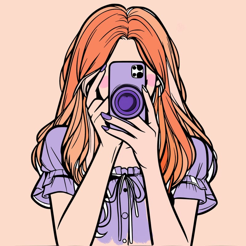 a realistic girl holding her phone taking pictures