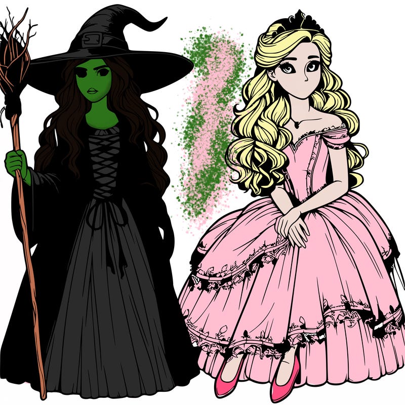 realistic witch and a princess