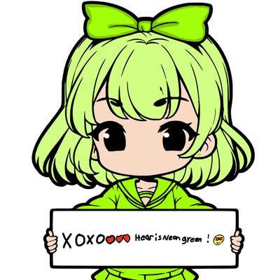 cute anime girl holding a sign