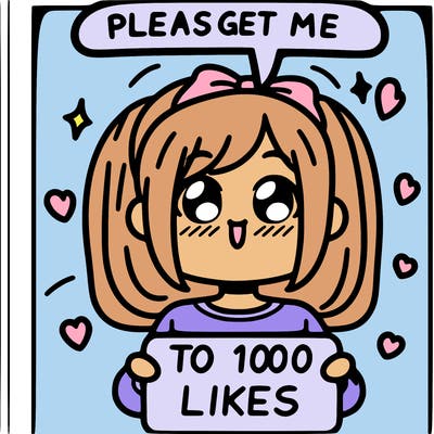 a girl saying please get me to 100 likes