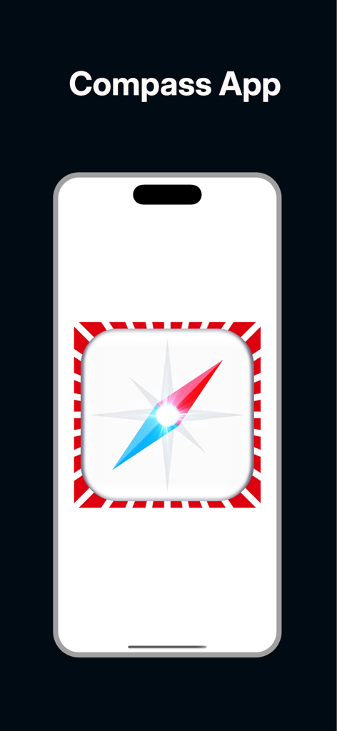 Compass-Easy Direction Find - Interfaz minimalista de la aplicación Compass Easy Direction Find que muestra una gran aguja direccional roja y azul en la pantalla de un teléfono inteligente