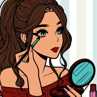 a realistic girl doing her makeup