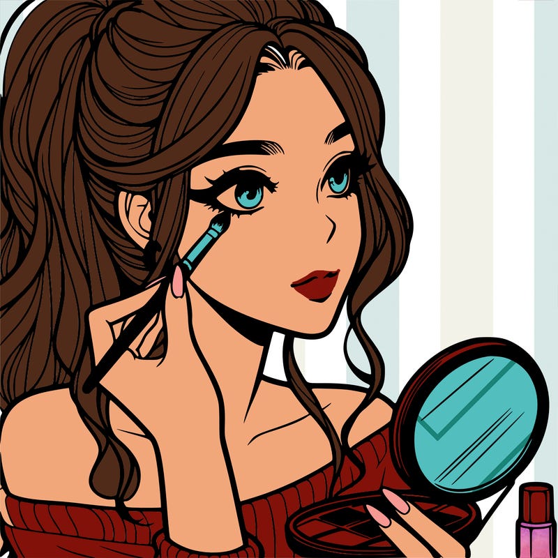 a realistic girl doing her makeup