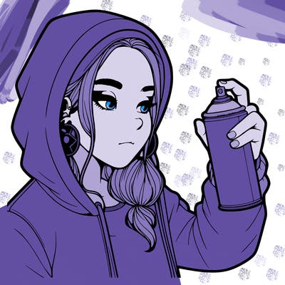 a realistic girl, spray painting