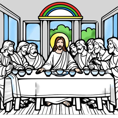 jesus shares the last supper with twelve apostles