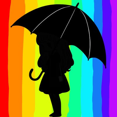 lonely girl holding black umbrella