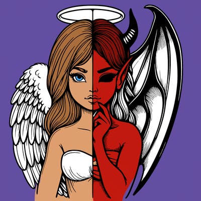 realistic angel half demon