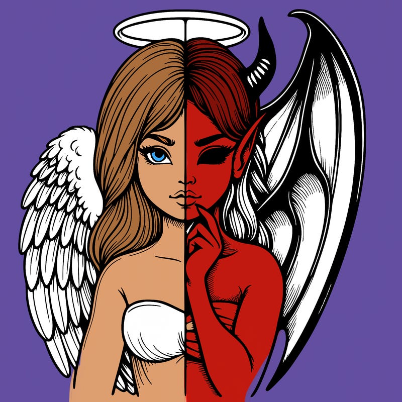 realistic angel half demon