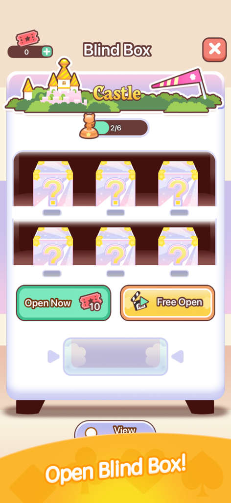 Blind Box feature in Solitaire Kitty Cats for collecting kitty figurines