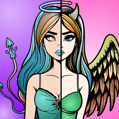 devil vs angel realistic girl