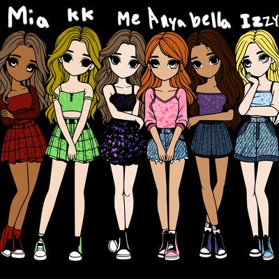 a group of girls realistic