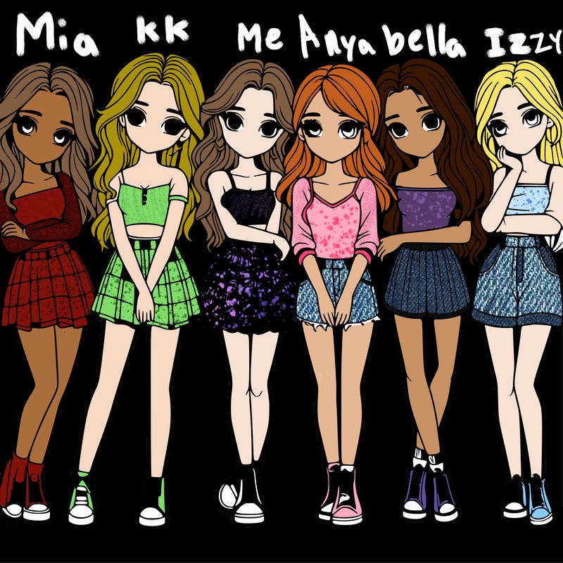 a group of girls realistic