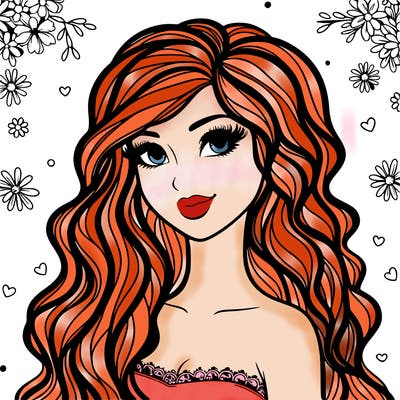 pretty woman with long wavy hair