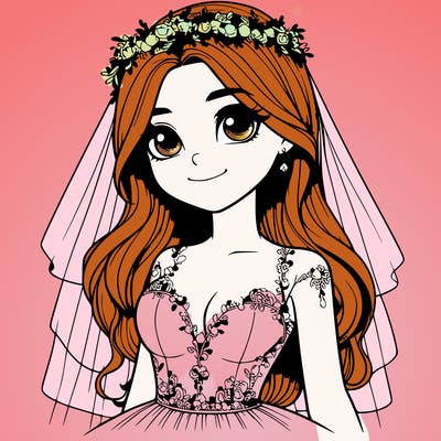 realistic girl in a wedding dress