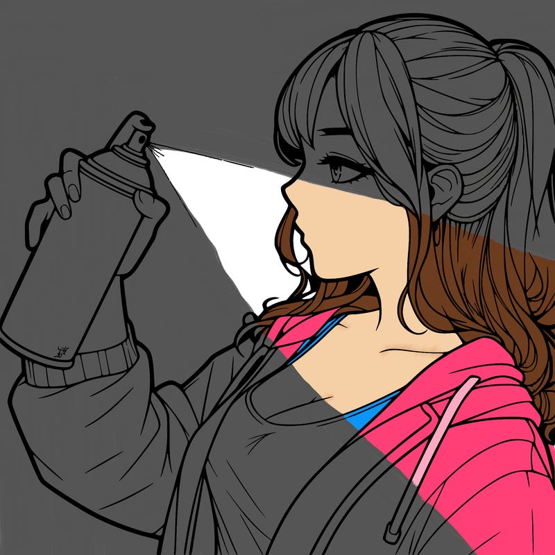 a realistic girl spray, painting