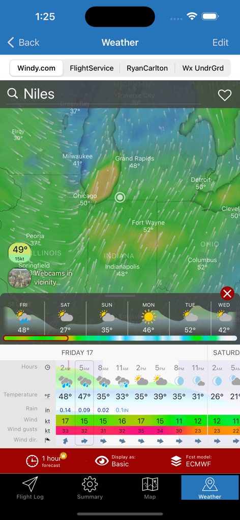 Hot Air - Wind map and hourly weather forecast for hot air balloon pilots in the Hot Air app