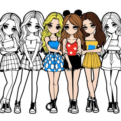 a group of girls realistic